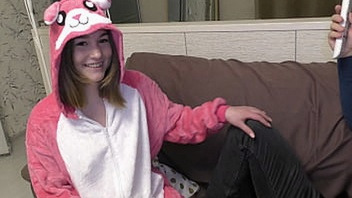 Two perverted lesbian students fuck the big teachers cock on campus ! 18 y.o. teen